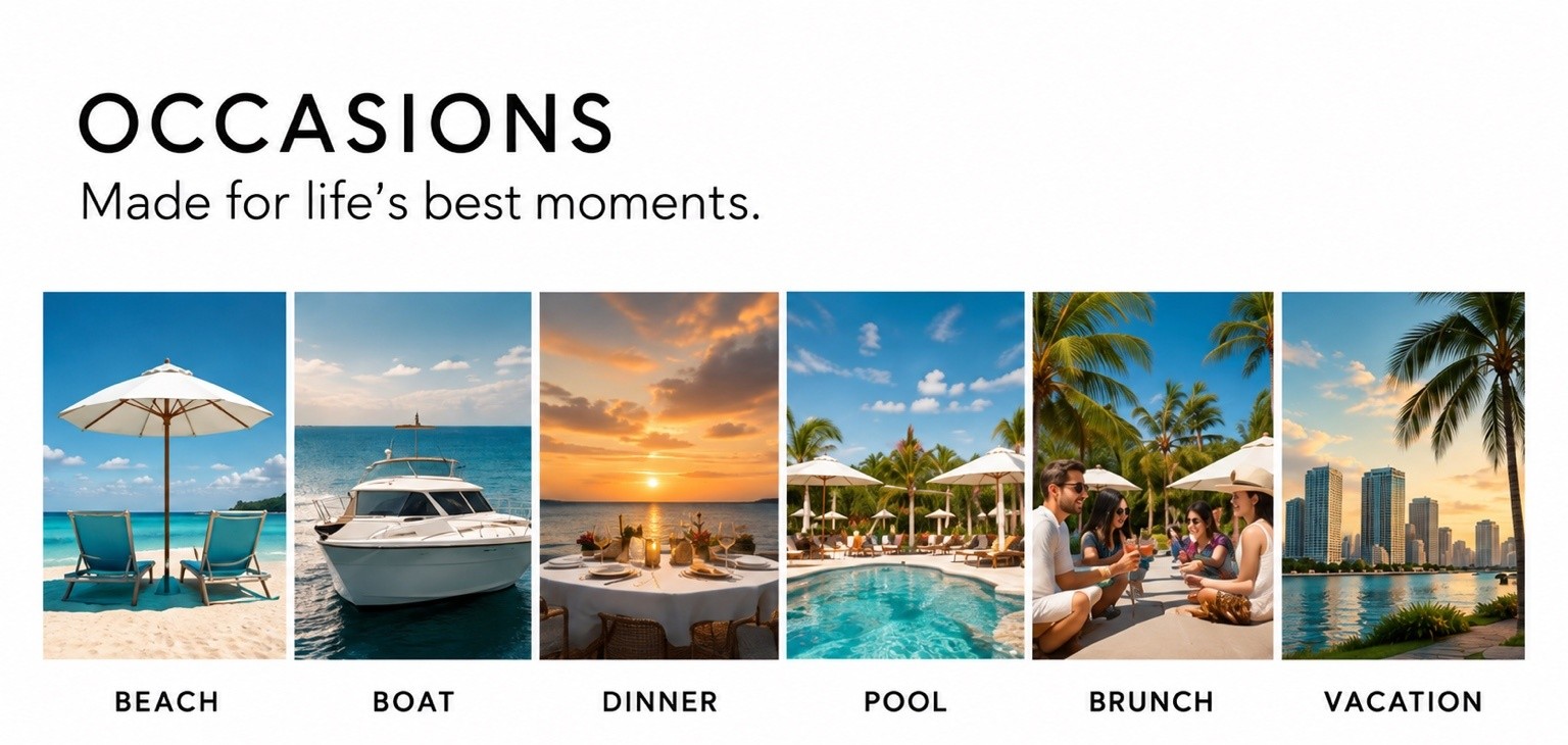 Beach, boat, dinner, pool, brunch and vacation moments